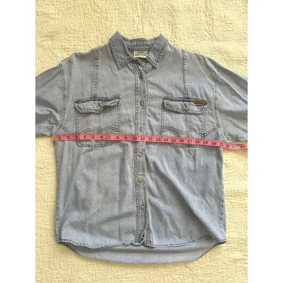 VINTAGE Jordache Shirt Large Blue Jean Denim Button Up 80s 90s - Picture 10 of 11